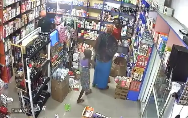 CCTV footage shows woman and her little children stealing at a supermarket in Abuja